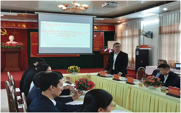 Thảo luận về hợp tác giữa Viện Khoa học giáo dục Việt Nam và Sở Giáo dục và Đào tạo tỉnh Tuyên Quang về kế hoạch phát triển giáo dục giai đoạn 2021-2025, định hướng đến năm 2030